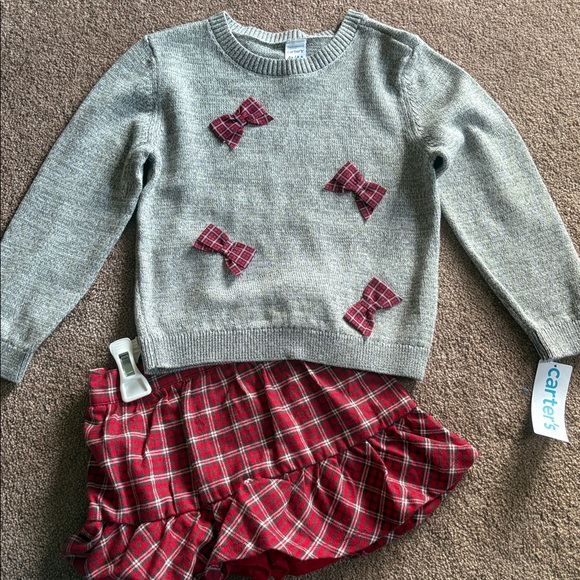 Carter's Other - Carters holiday sweater skirt plaid set size 4T new